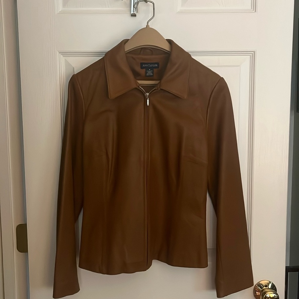 Buttery soft leather jacket. Beautiful light brown-can be dressed up or down.